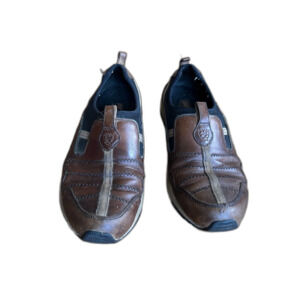 ARIAT Brown Stripe Leather Slip On Sneakers Trainers Shoes Mens Size 10